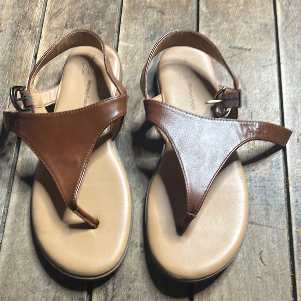 Brown Leather Sandals - size 7